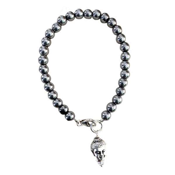Beaded Bracelet with Silver Buddha Charm