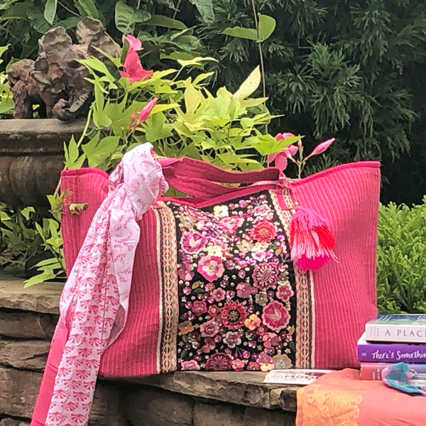 Luscious Hot Pink Flower Tote - Masala My Life