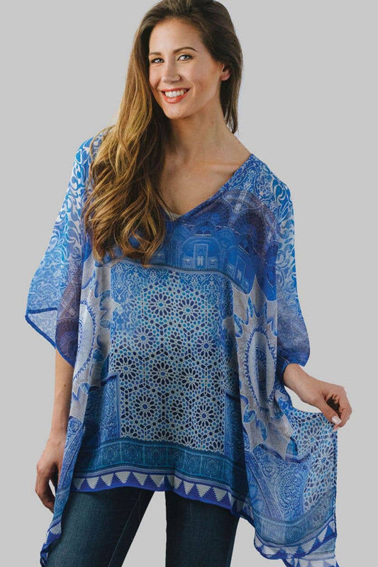 Blue Geometric Kumari Top