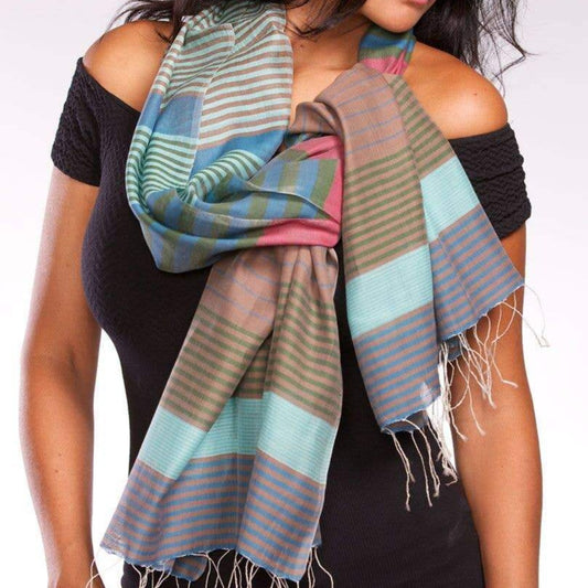 Modern Stripes Navy Multicolor Scarf