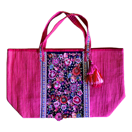 Luscious Hot Pink Flower Tote - Masala My Life