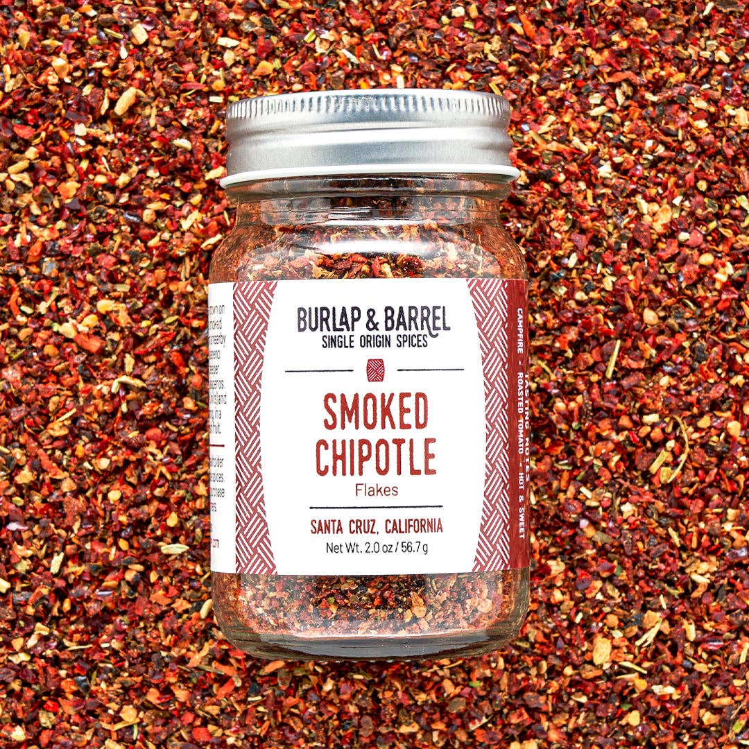 Burlap & Barrel - Smoked Chipotle Chili Flakes - Single Origin Spice: 2.0 oz glass jar