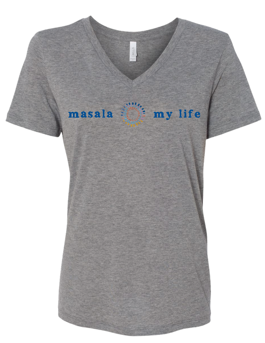 Relaxed Fit V-Neck Logo Tee - Masala My Life
